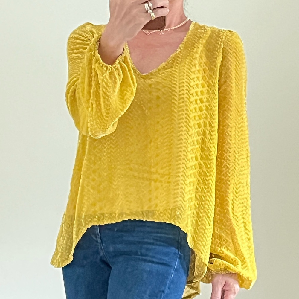 Blue Moon Yellow Puff Sleeve Blouse size XS